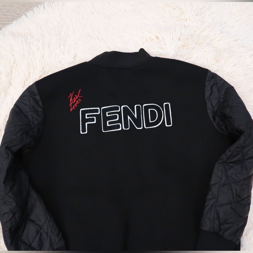 Fendi Black Quilted Bomber Jacket